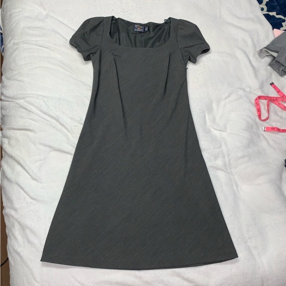 American Living EUC Gray Square Neck Puffed Sleeve Shift Dress size 6 - Picture 8 of 12